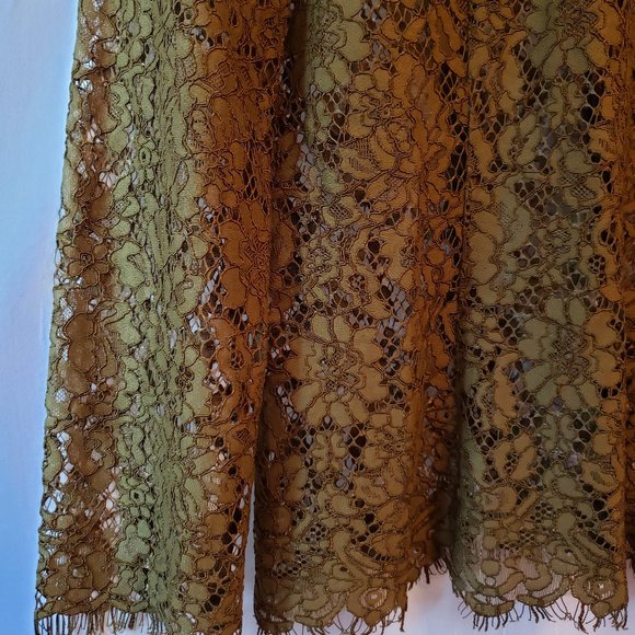 J.Crew Olive Green Round Neck Lace Shirt Top Slip Spaghetti Tank 8T 8 M Medium - Picture 6 of 12